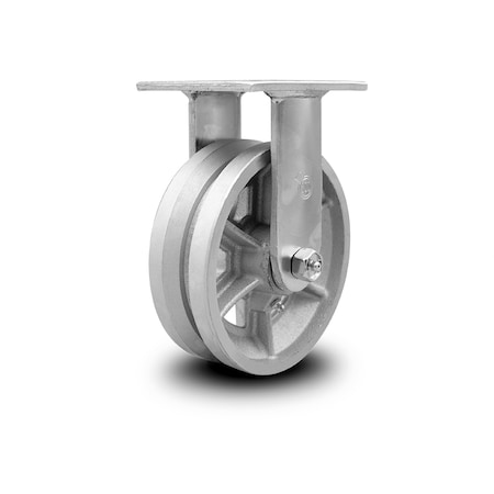 Service Caster 6 Inch V Groove Semi Steel Wheel Rigid Caster with Roller Bearing SCC-30R620-VGR